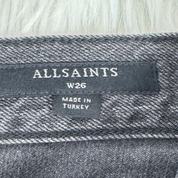 All Saints Yanni Women's Washed Black Cutoff High Waist Denim Shorts Sz 26 - Picture 4 of 7